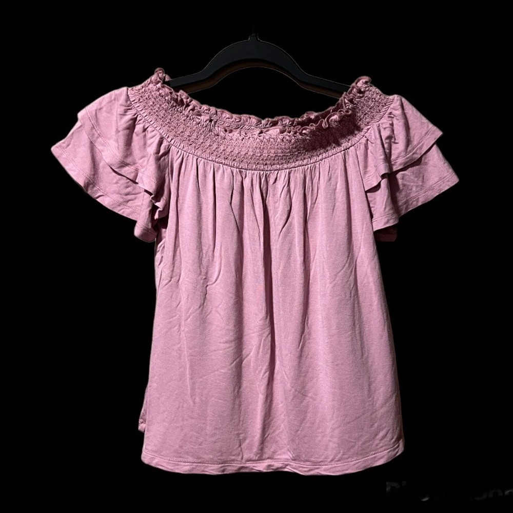 American Eagle Ladies S Rose Pink On/Off Shoulder Top